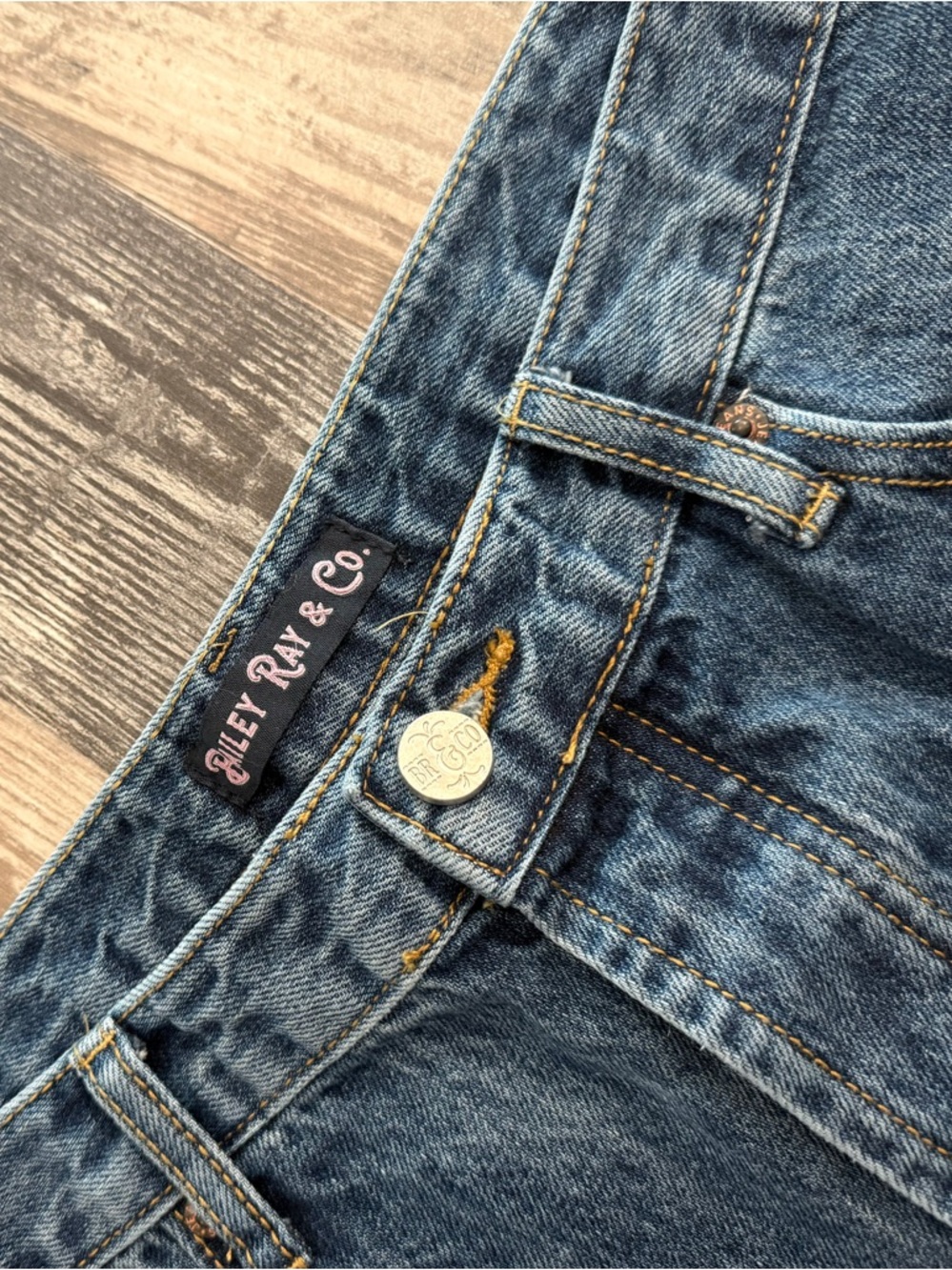 . Bailey Ray & Co Dark Wash Distressed High Waist Button Up Denim Shorts 14/31 - Picture 9 of 14